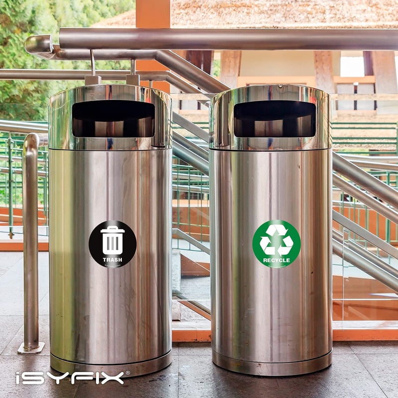 iSYFIX Recycle Sticker for Trash Can â€“6 Pack 5 inch- Premium Self-Adhesive Vinyl, Laminated for Weatherproof, UV Resistant, Perfect Label Stickers for containers, Ideal Sign for Home, Office, Kitchen - Image 5